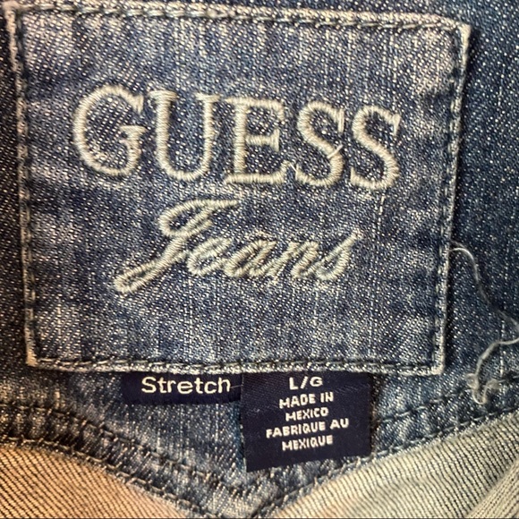 Guess jeans women gold splattered jean jacket. Size Large - Picture 8 of 15